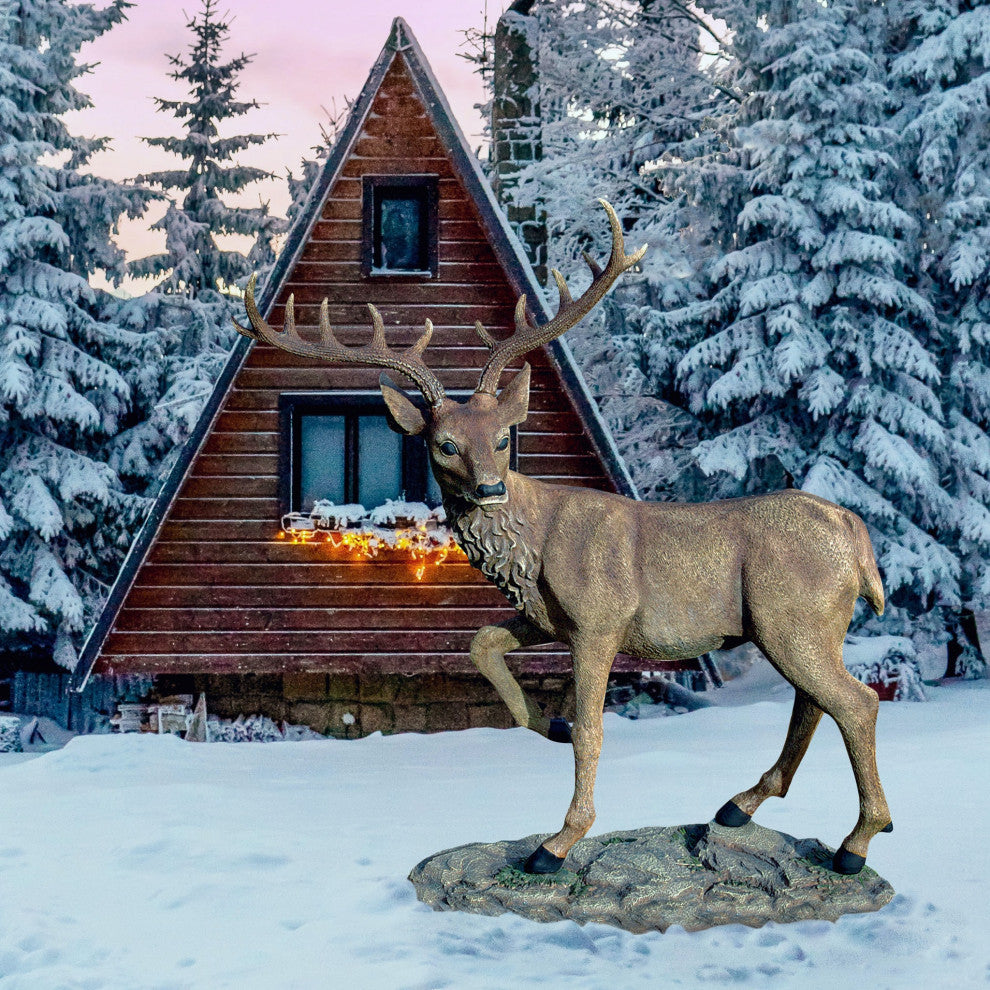 Grand-Scale Black Forest Garden Deer Sculpture