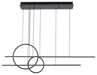 57" Black Iron LED Chandelier With White Acrylic Diffusers