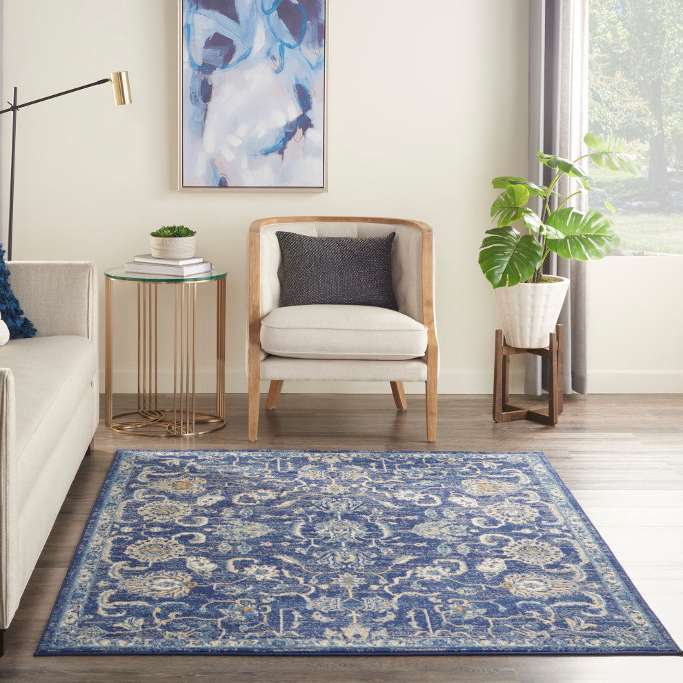 Nourison Home 6'x9' Grafix GRF24 Navy Blue Persian Area Rug