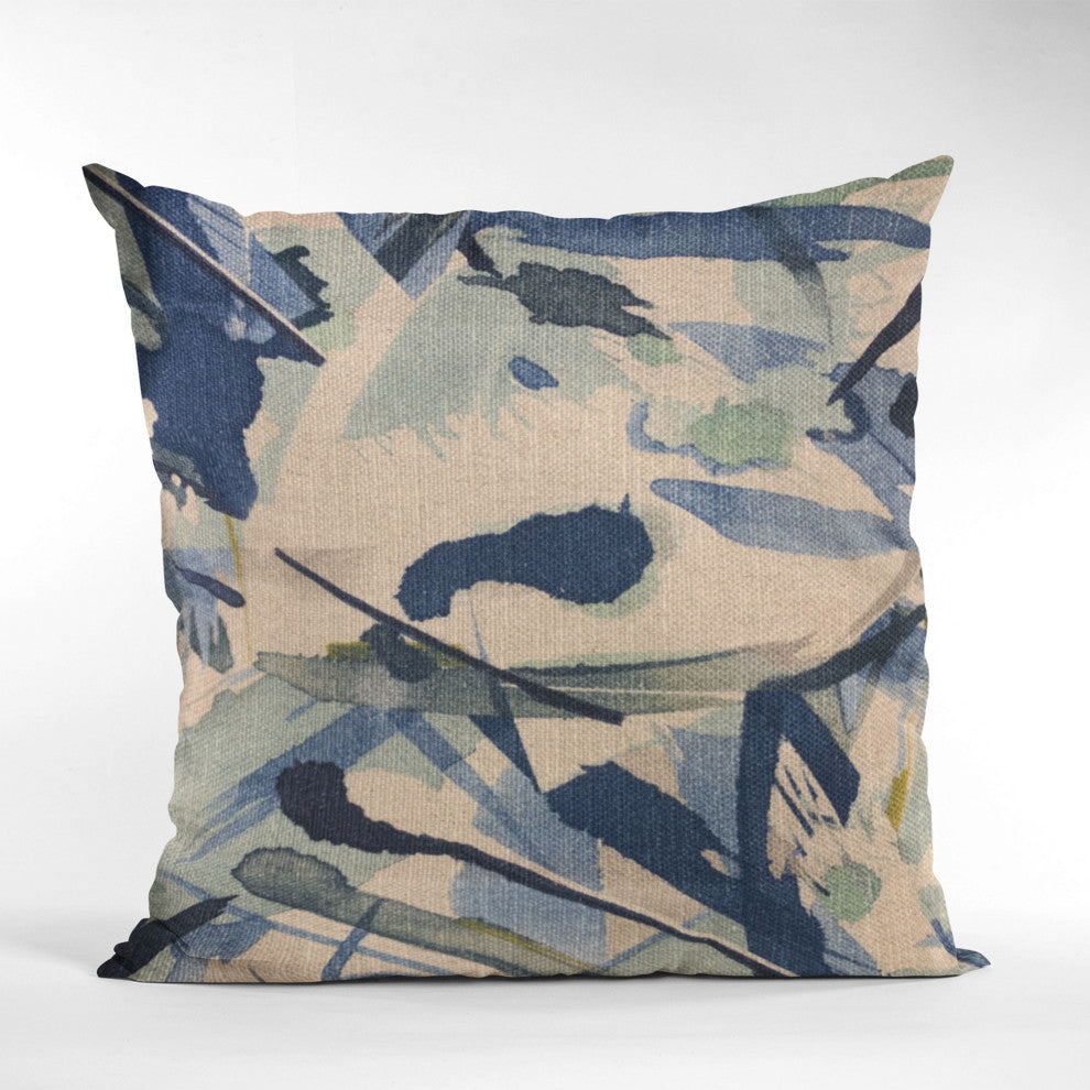 Plutus Blue Modern Art Graphic Print Luxury Throw Pillow, 20"x26"
