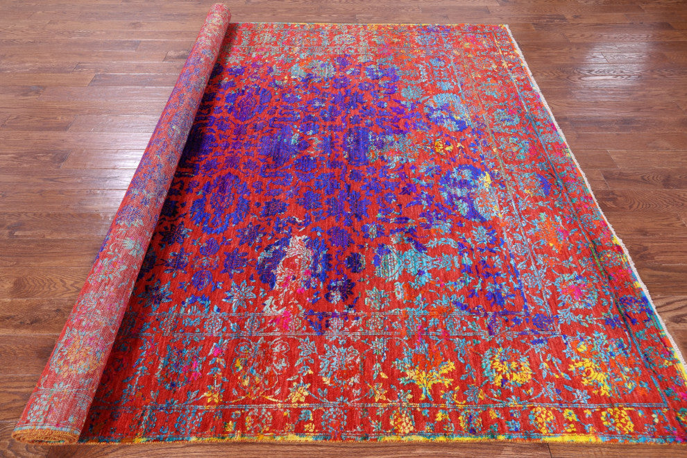 8' 1" X 10' 0" Persian Hand Knotted Wool and Silk Rug Q11851