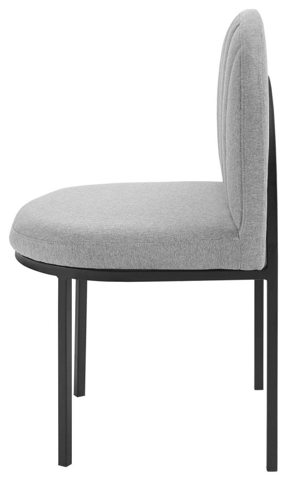 Side Dining Chair, Set of 2, Fabric, Black Gray, Modern, Bistro Restaurant