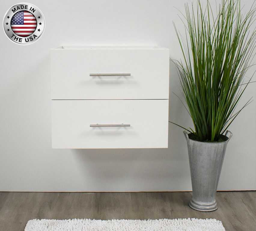 Napa 30" Modern Floating Bathroom Vanity With Round Handles Cabinet Only, White