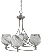Capri 4-Light Chandelier, Brushed Nickel/Onyx Swirl