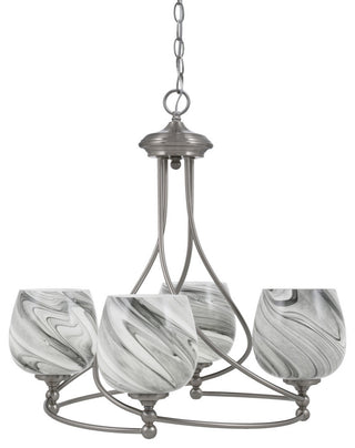Capri 4-Light Chandelier, Brushed Nickel/Onyx Swirl