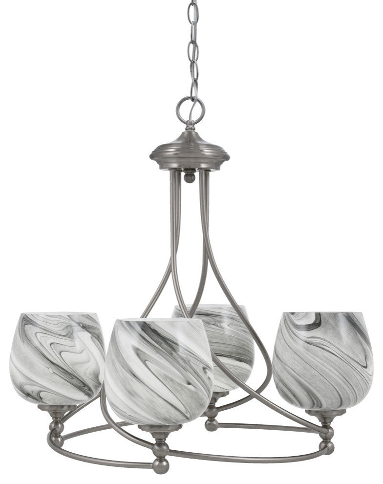 Capri 4-Light Chandelier, Brushed Nickel/Onyx Swirl