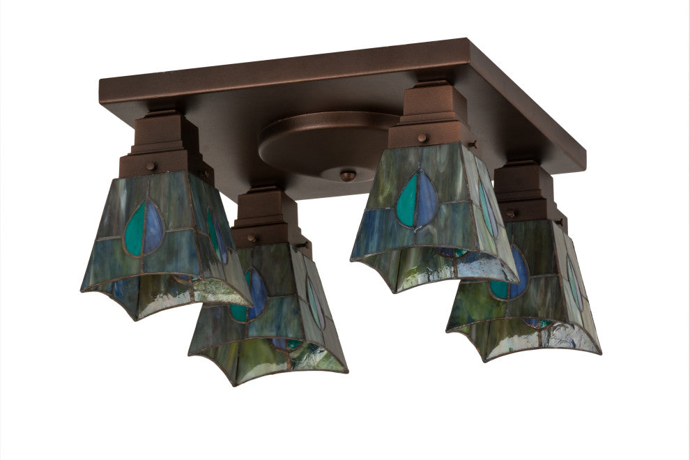 16 Square Mackintosh Leaf 4 Light Flushmount