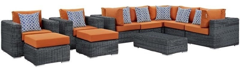 Summon 10-Piece Outdoor Patio Sunbrella Sectional Set