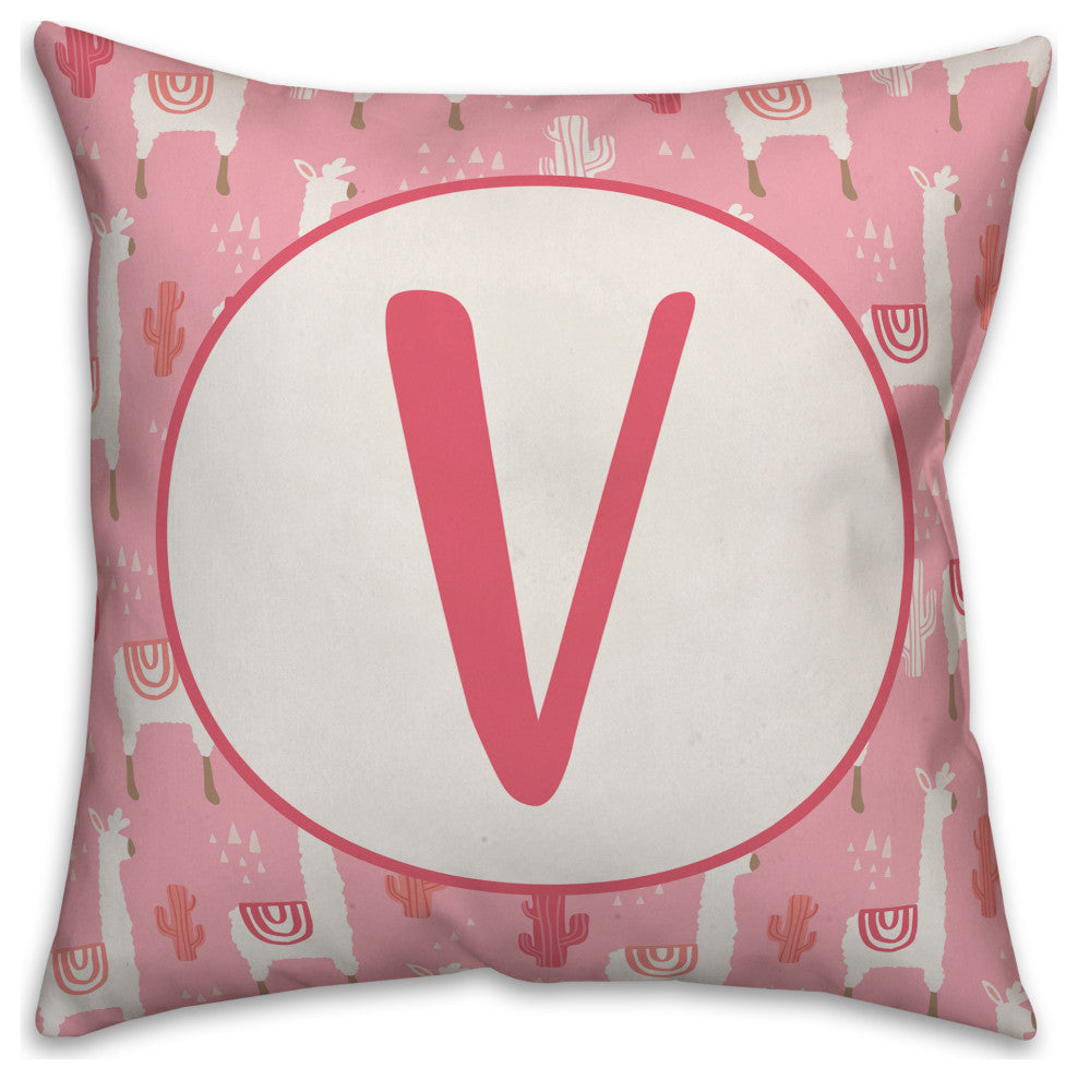 Monogram Lllama Pattern - V 16x16 Spun Poly Pillow