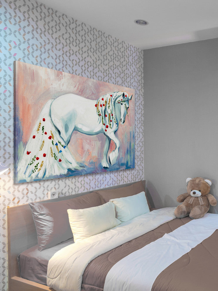 "Unicorn Style" Painting Print on Wrapped Canvas, 45"x30"