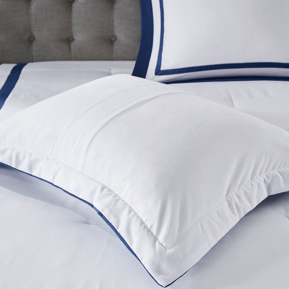 Madison Park Heritage 8 Piece Comforter and Quilt Set Collection, Navy