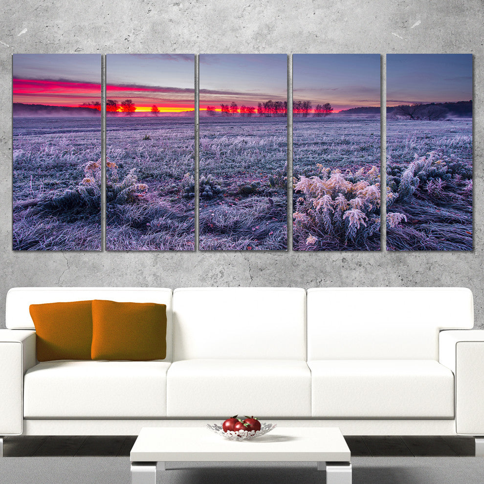 "Colorful Cold Frosty Morning" Landscape Print Wall Artwork, 5 Panels, 60"x28"