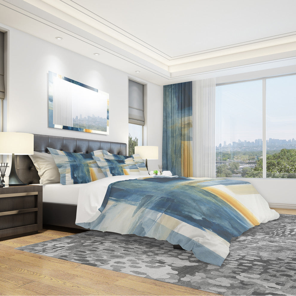 indigo Panel Vi Geometric Duvet Cover Set, Twin