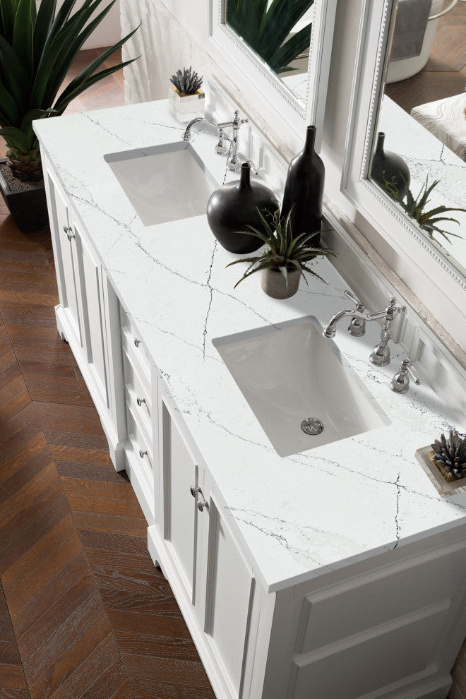 James Martin 825-V72-BW-3ENC 72" Double Vanity Bright White w/ 3 CM Quartz Top