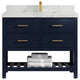 Parker 42 Single Sink Bath Vanity in Navy Blue  2" Calacatta Nuvo