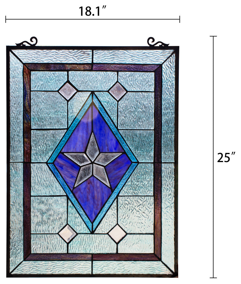 Chloe Lighting Lonestar Tiffany-Style Rectangular Window Panel 24" Height