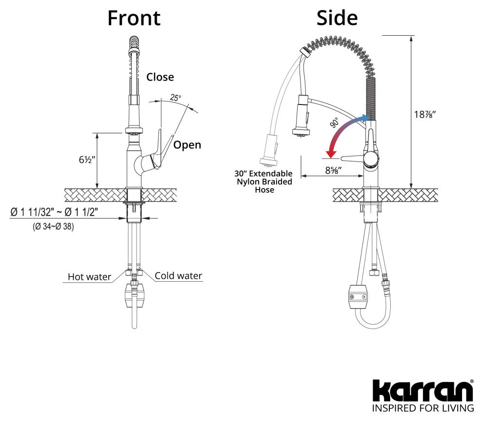 Karran Single-Handle Pull-Down Sprayer Kitchen Faucet, Oil Rubbed Bronze