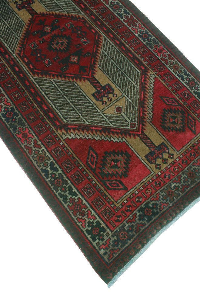 Fine Vintage Distressed Gulshane Red/Beige Runner, 3'6x11'0