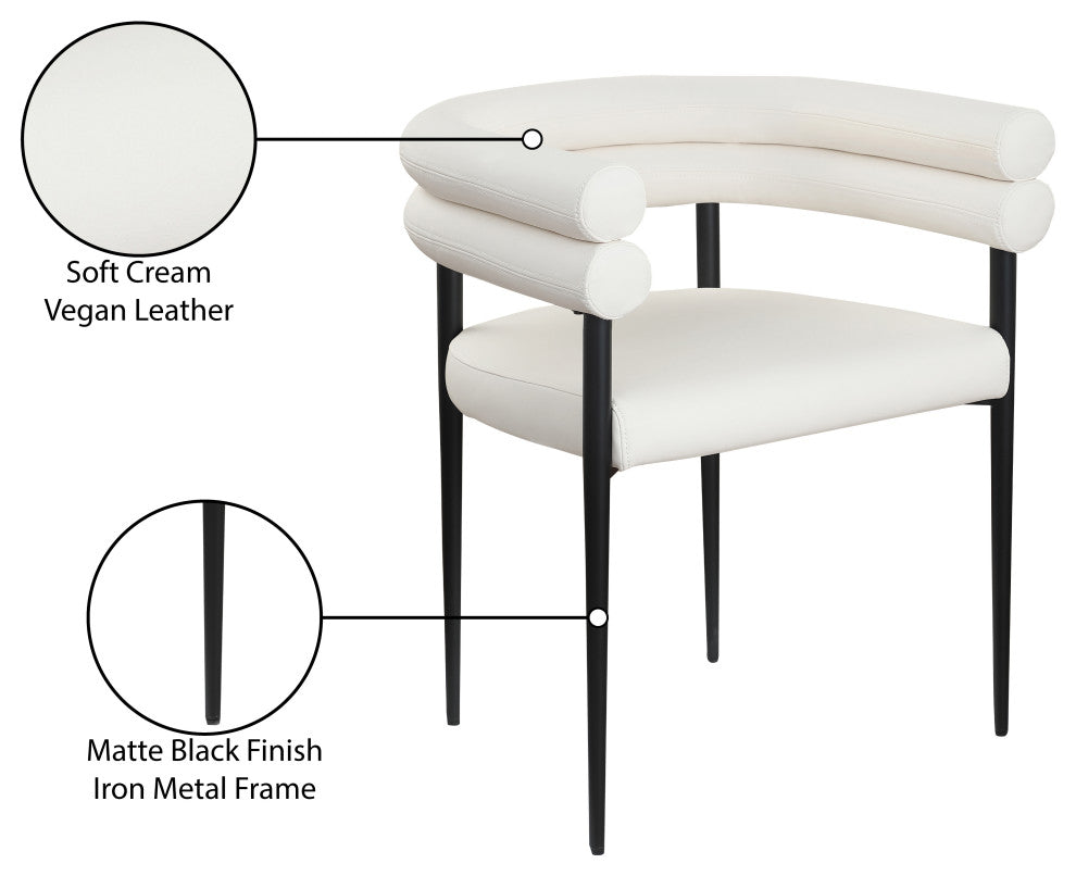 Lavina Upholstered Dining Chair, Cream, Vegan Leather, Set of 2