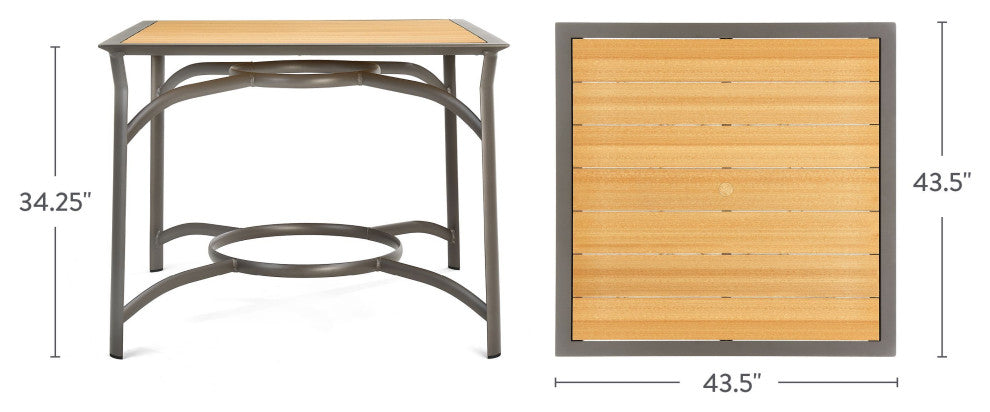 Harper All-Weather 42" Square Balcony Table With Umbrella Hole