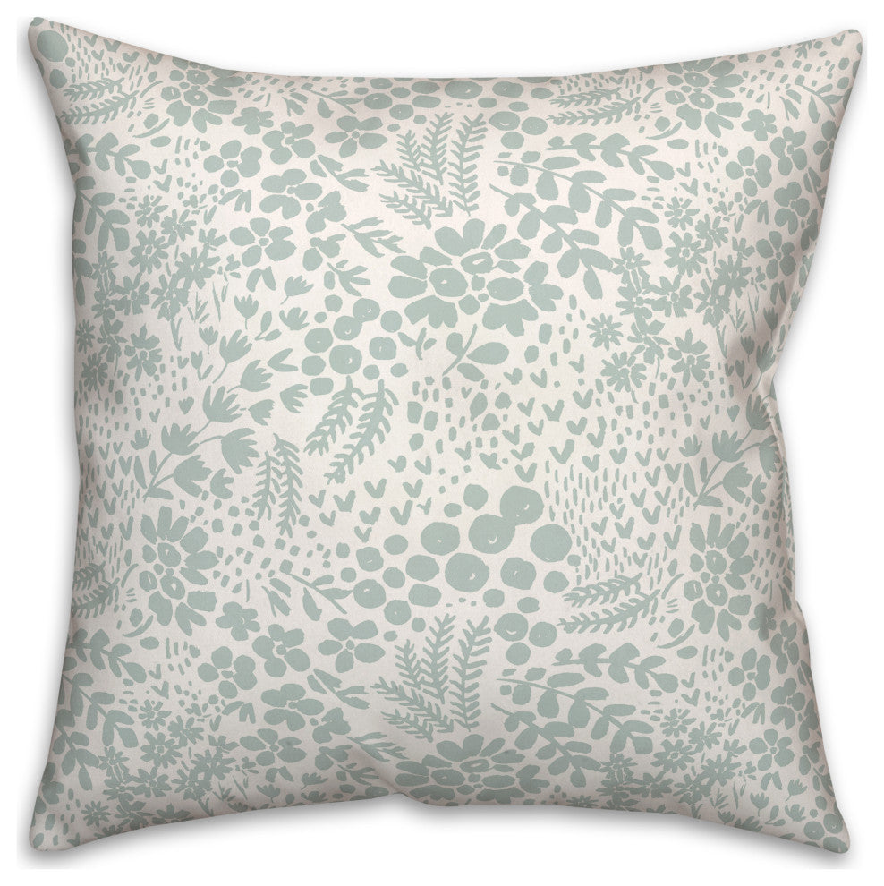 Blue Dainty Floral 18x18 Spun Poly Pillow