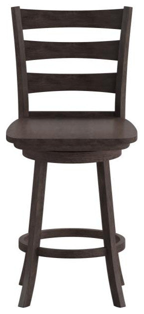 Liesel Ladderback Swivel Counter Height Barstool with Solid Wood Seat, Gray Wash Walnut