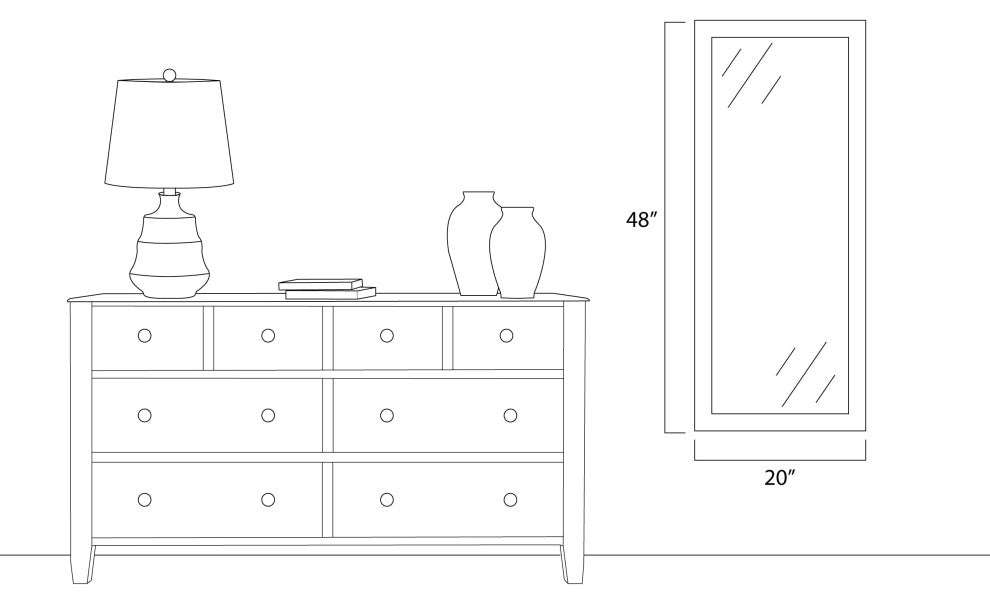 Huntington Framed Wall Mirror, Black, 20"x48"