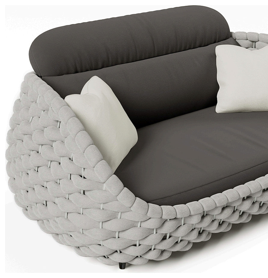Tatta 2-Seater Rope Woven Patio Loveseat with Removable Cushions