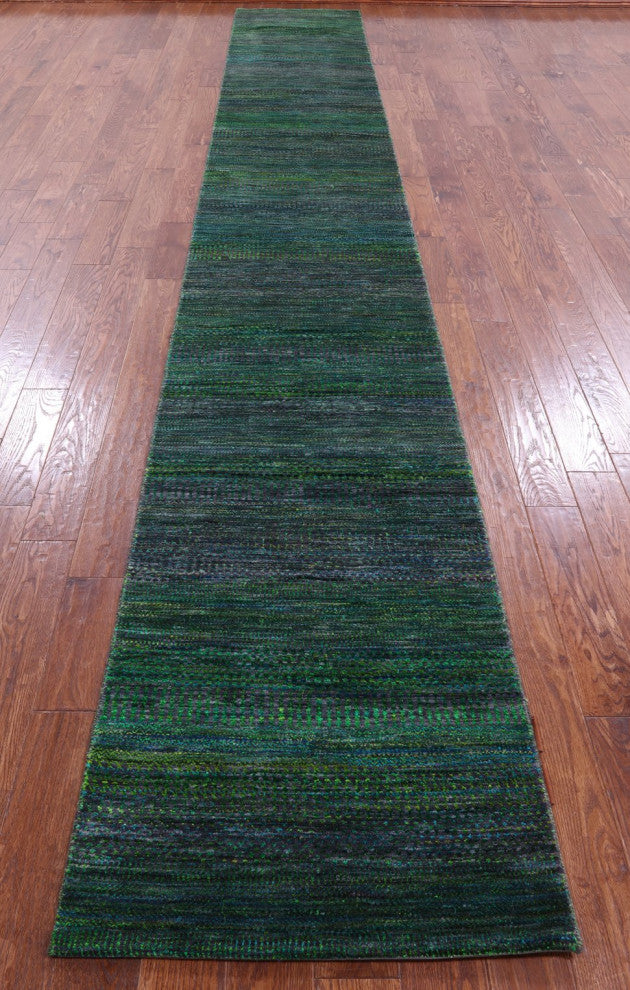 2' 7" X 18' 0" Super Savannah Gabbeh Handmade Wool and Silk Runner Rug Q6889