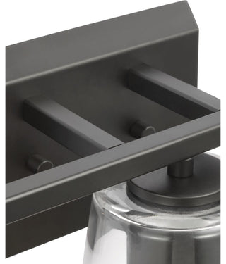 Vertex Collection Three-Light Matte Black Clear Glass Contemporary Bath Light