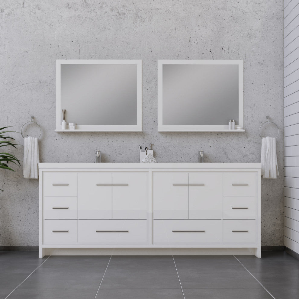 Sortino 84" Bathroom Vanity, Double Sink, White