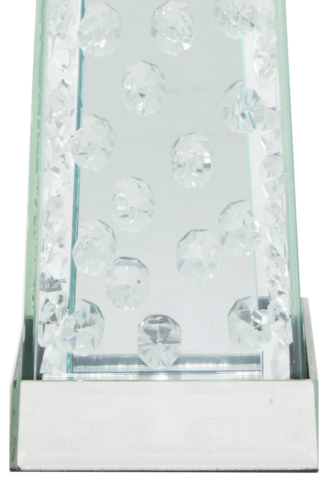Silver Glass Glam Candlestick Holders, 14" x 4" x 4"