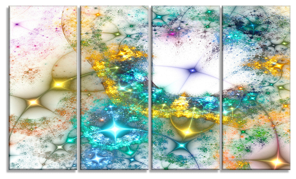 Blue Cosmic Black Hole., Abstract Art on Canvas, 48"x28", 4 Panels