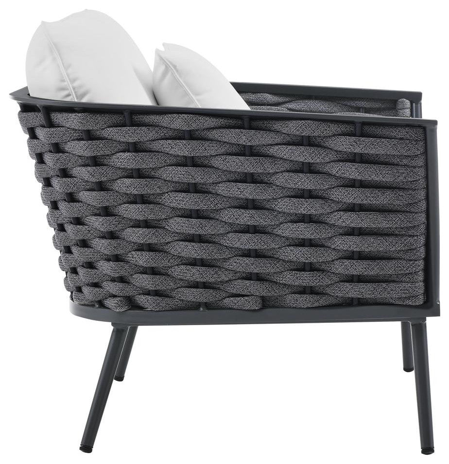 Stance Outdoor Patio Aluminum Armchair Gray White