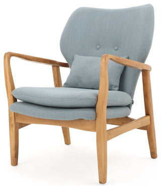 GDF Studio Kama Accent Armchair, Light Blue/Walnut