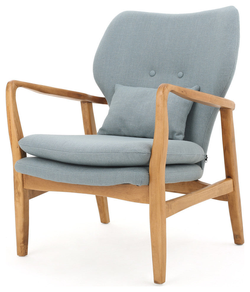 GDF Studio Kama Accent Armchair, Light Blue/Walnut