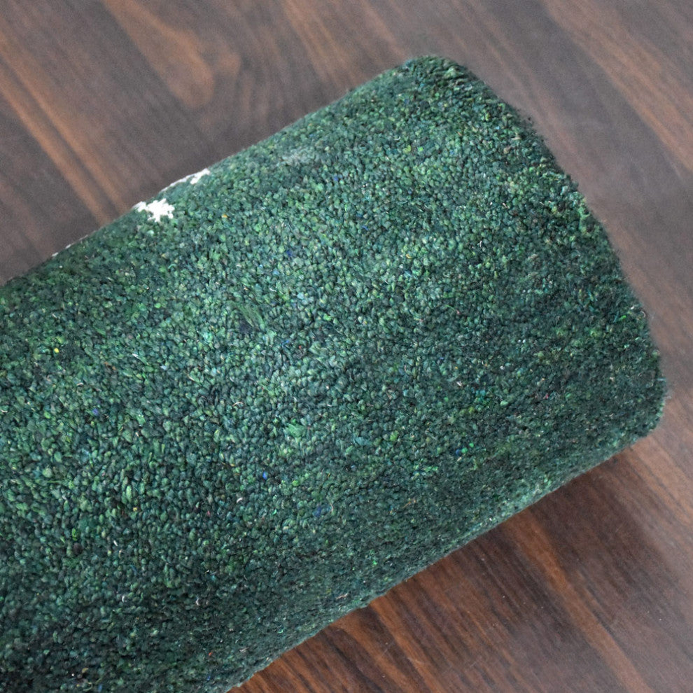 HAND KNOTTED LOOM SILK AREA RUGS-8'x10',Rectangle,Dark Green White,Contemporary