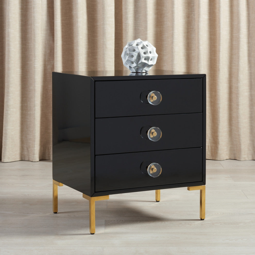 Safavieh Couture Lucian 3-Drawer Side Table, Black/Brass