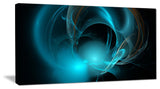 Blue Fractal Galactic Nebula, Oversized Abstract Canvas Art Print, 60x28
