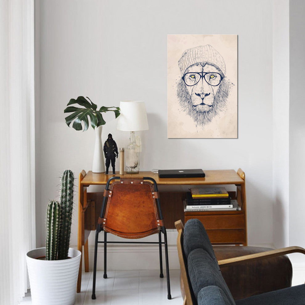 "Cool Lion" by Balazs Solti, Canvas Print, 18"x12"