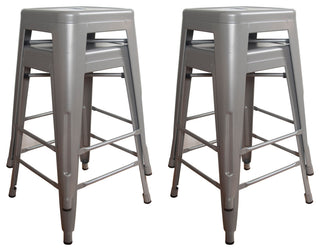 Loft Silver 24" Metal Bar Stool, Set of 4