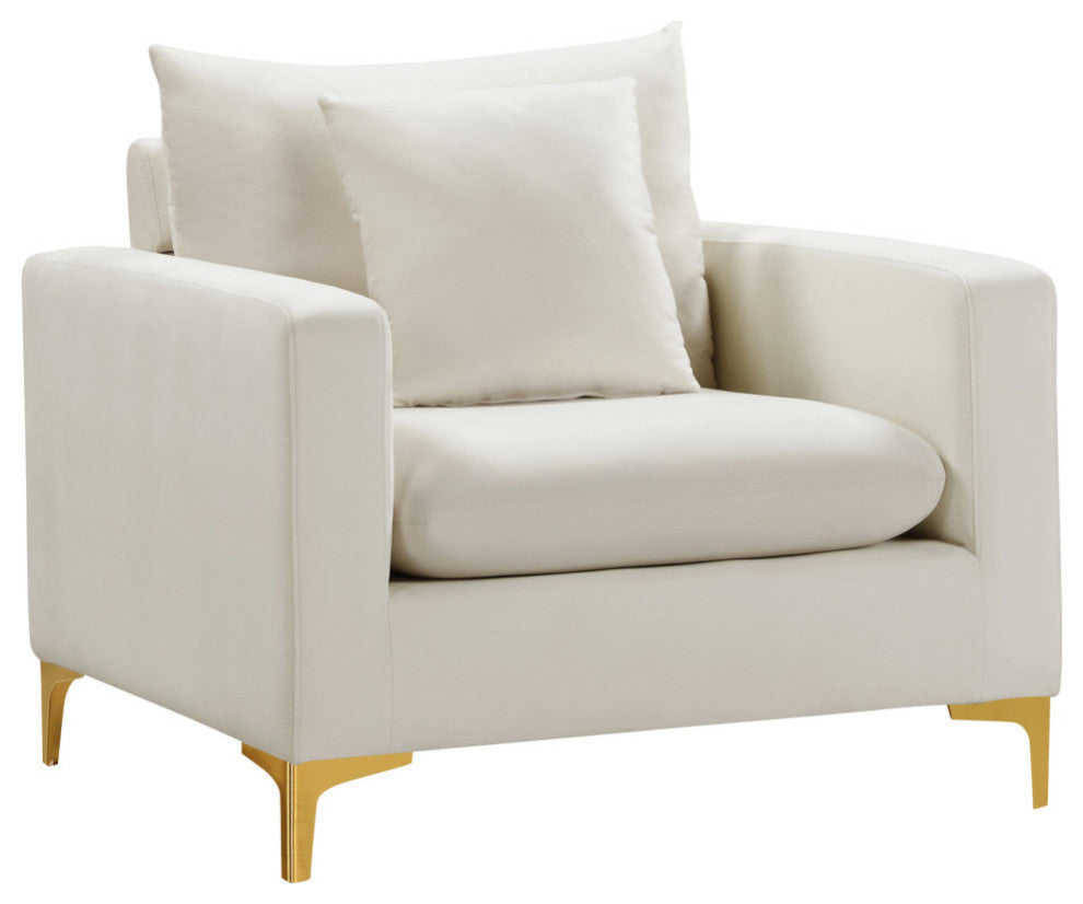 Naomi Velvet Upholstered Chair, Cream
