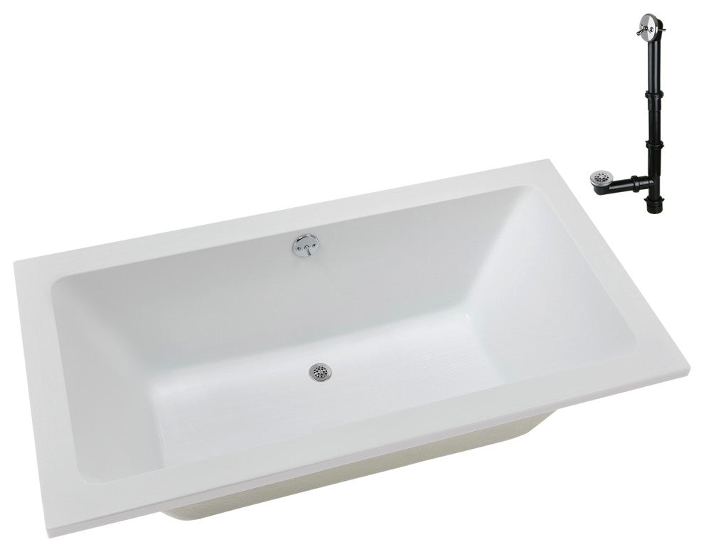 Streamline 60 in. x 32 in. Acrylic Drop-In Bathtub, Polished Chrome