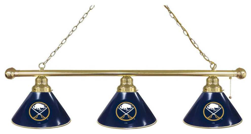 Holland Buffalo Sabres 3-Shade Billiard Light - Brass Fixture
