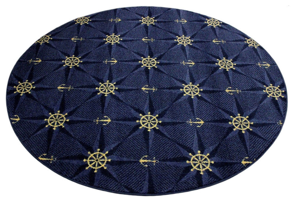 8'x11' Oval Custom Area Rug Mariners Tale, Nylon Stainmaster Carpet, Blue