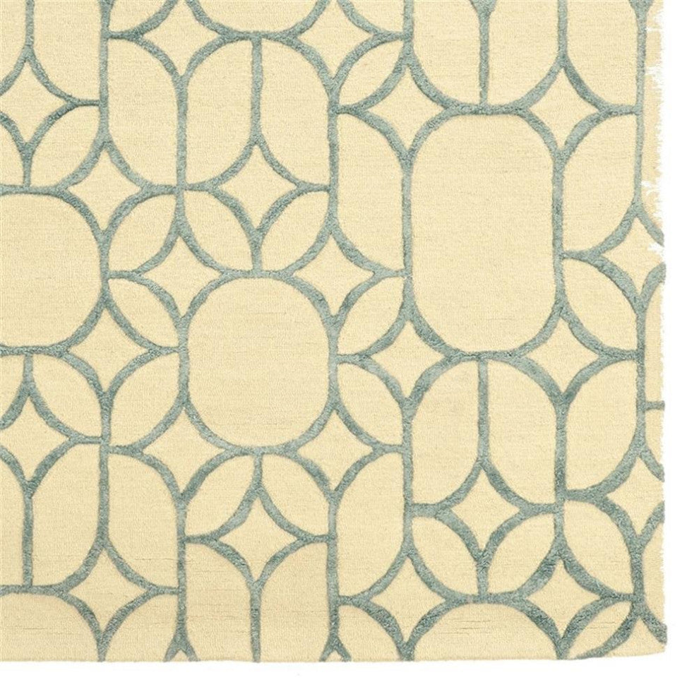 Linon Aspire Window Hand Tufted Wool 8'x11' Rug in Ivory