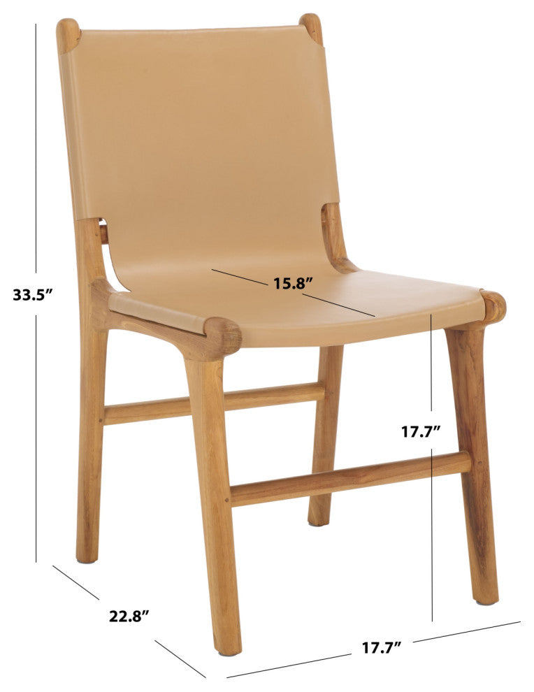 Safavieh Couture Cassaphina Leather Dining Chair, Tan/Natural