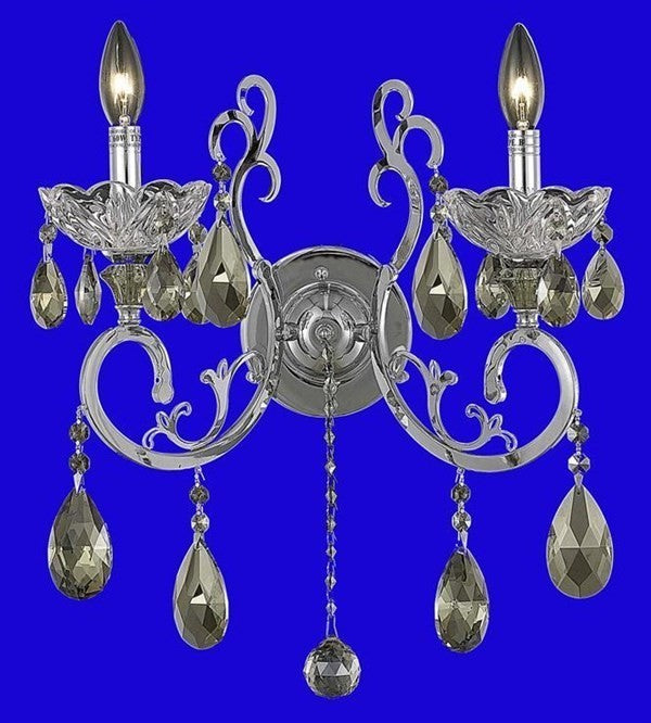 Elegant Aria Wall Sconce, Chrome Finish With Royal Cut Crystal