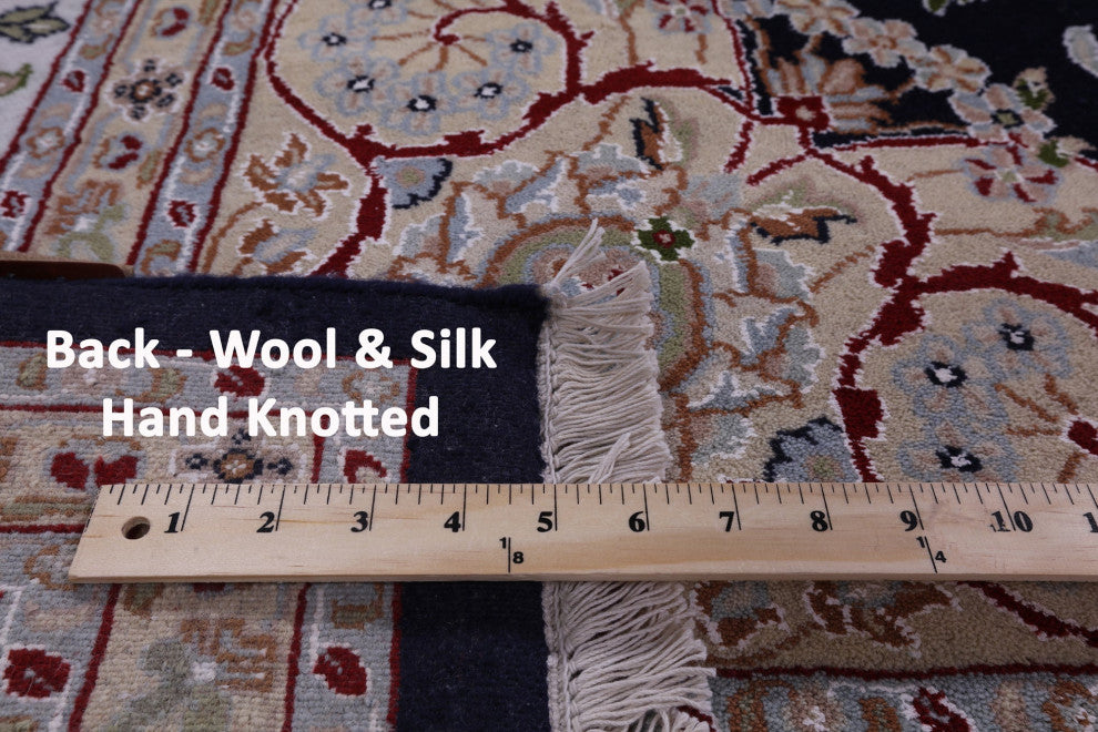 8' 11" X 12' 5" Wool & Silk Persian Nain Handmade Rug - Q14724