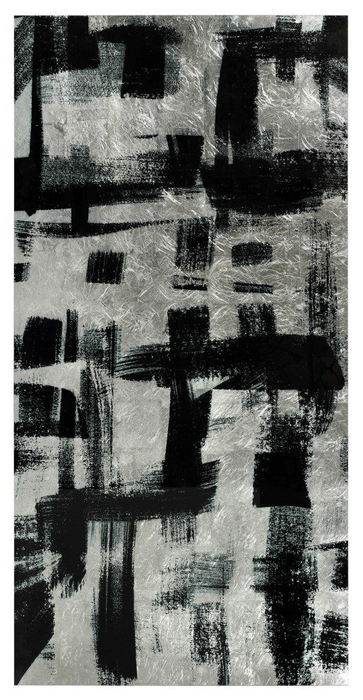 Jam Session Abstract Wall Art Reverse Printed Tempered Glass With Silver Leaf